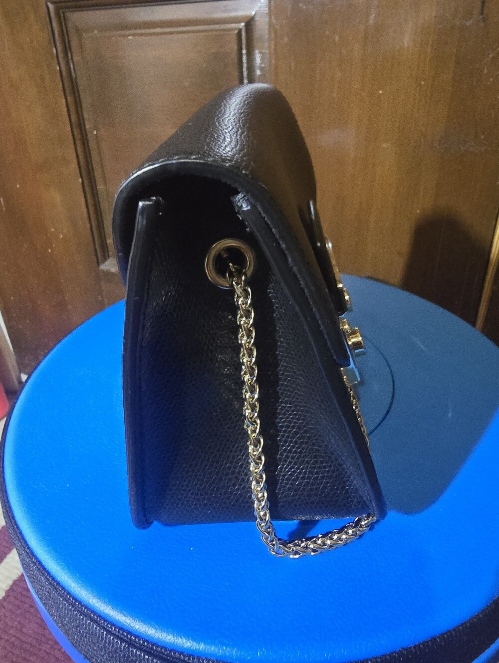 Furla Black Leather Crossbody Gold-Tone Chain and Lock w/ Dust Bag - Picture 9 of 12